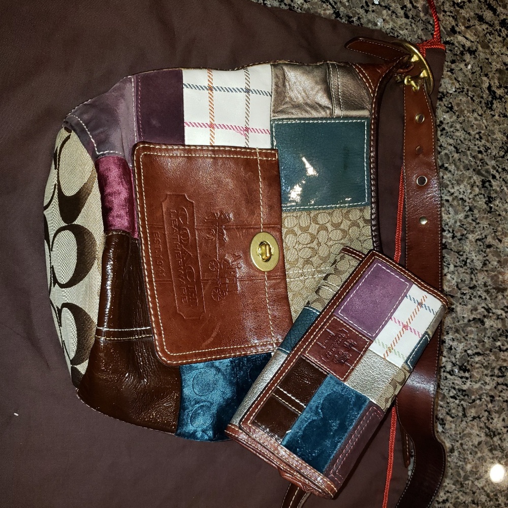 Coach Holiday Patchwork Shoulder bag and wallet